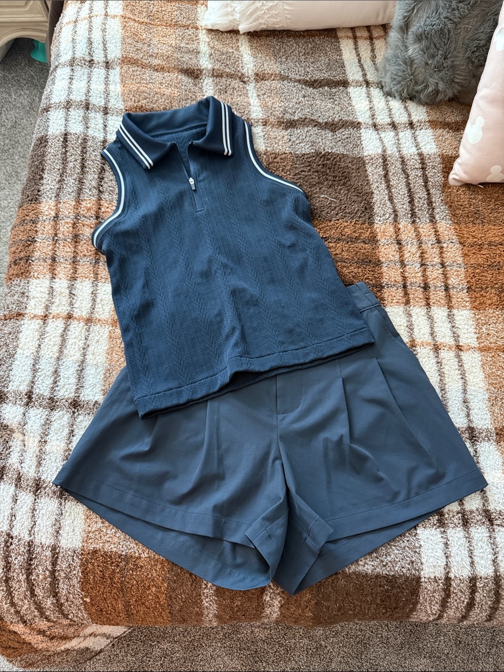 all in motion Navy Sleeveless Zip Polo Top with Matching Skort